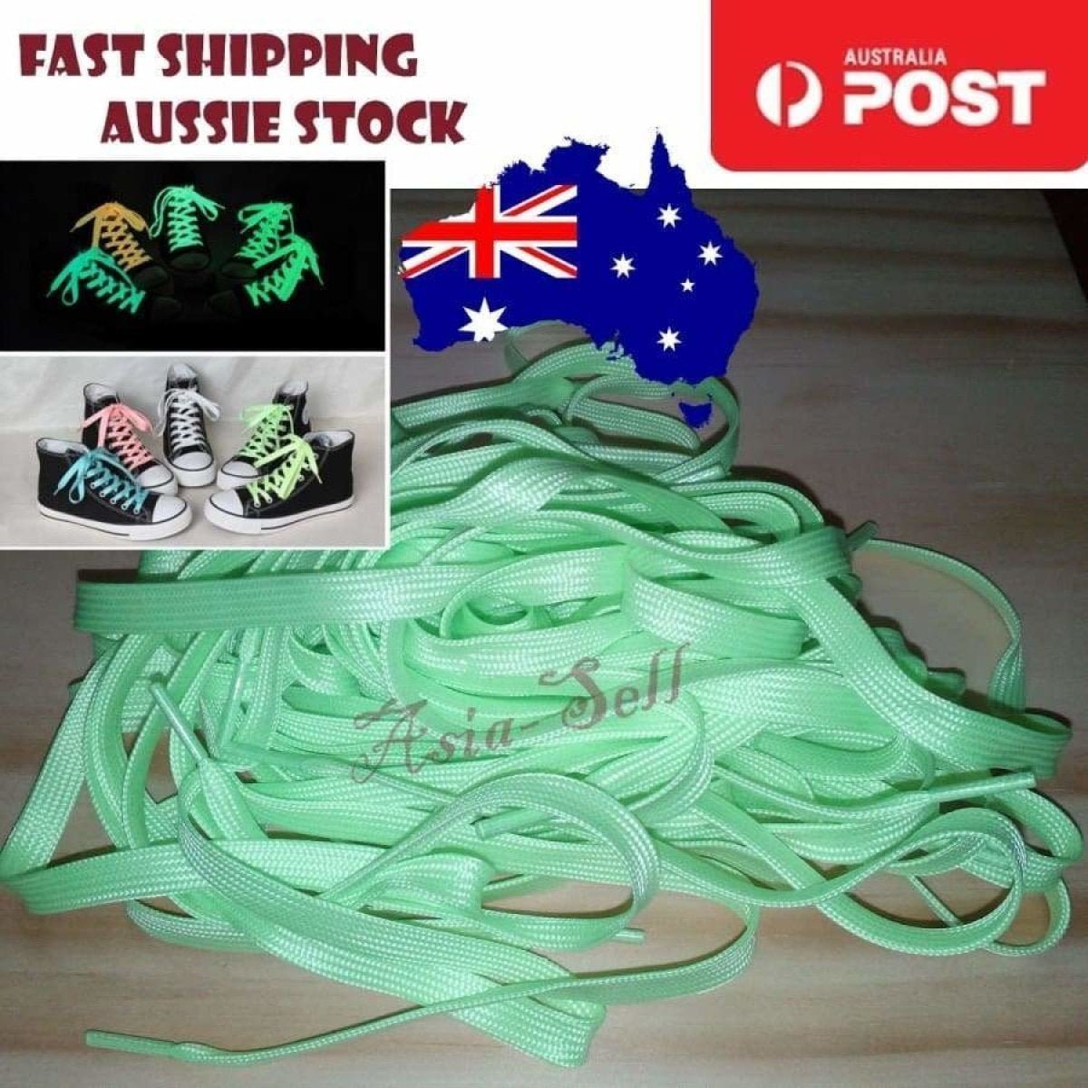 4pcs GREEN 100cm 39" Glow In The Dark Shoelaces Sports Sneaker Shoe Laces - - Asia Sell