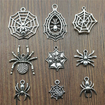 4pcs Spider Charms Antique Silver Colour Spider Charms Pendants For Bracelets Spider Cobweb Charms Making Jewellery - C - - Asia Sell