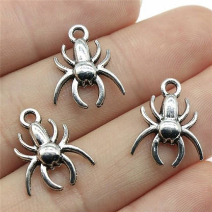 4pcs Spider Charms Antique Silver Colour Spider Charms Pendants For Bracelets Spider Cobweb Charms Making Jewellery - E - - Asia Sell