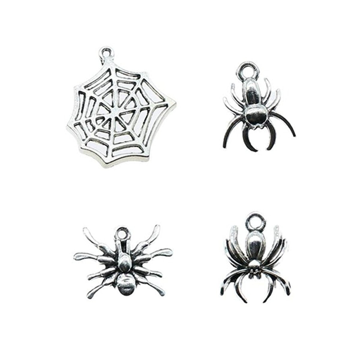 4pcs Spider Charms Antique Silver Colour Spider Charms Pendants For Bracelets Spider Cobweb Charms Making Jewellery - Mixed - - Asia Sell