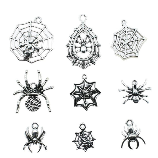 4pcs Spider Charms Antique Silver Colour Spider Charms Pendants For Bracelets Spider Cobweb Charms Making Jewellery - Mixed - - Asia Sell