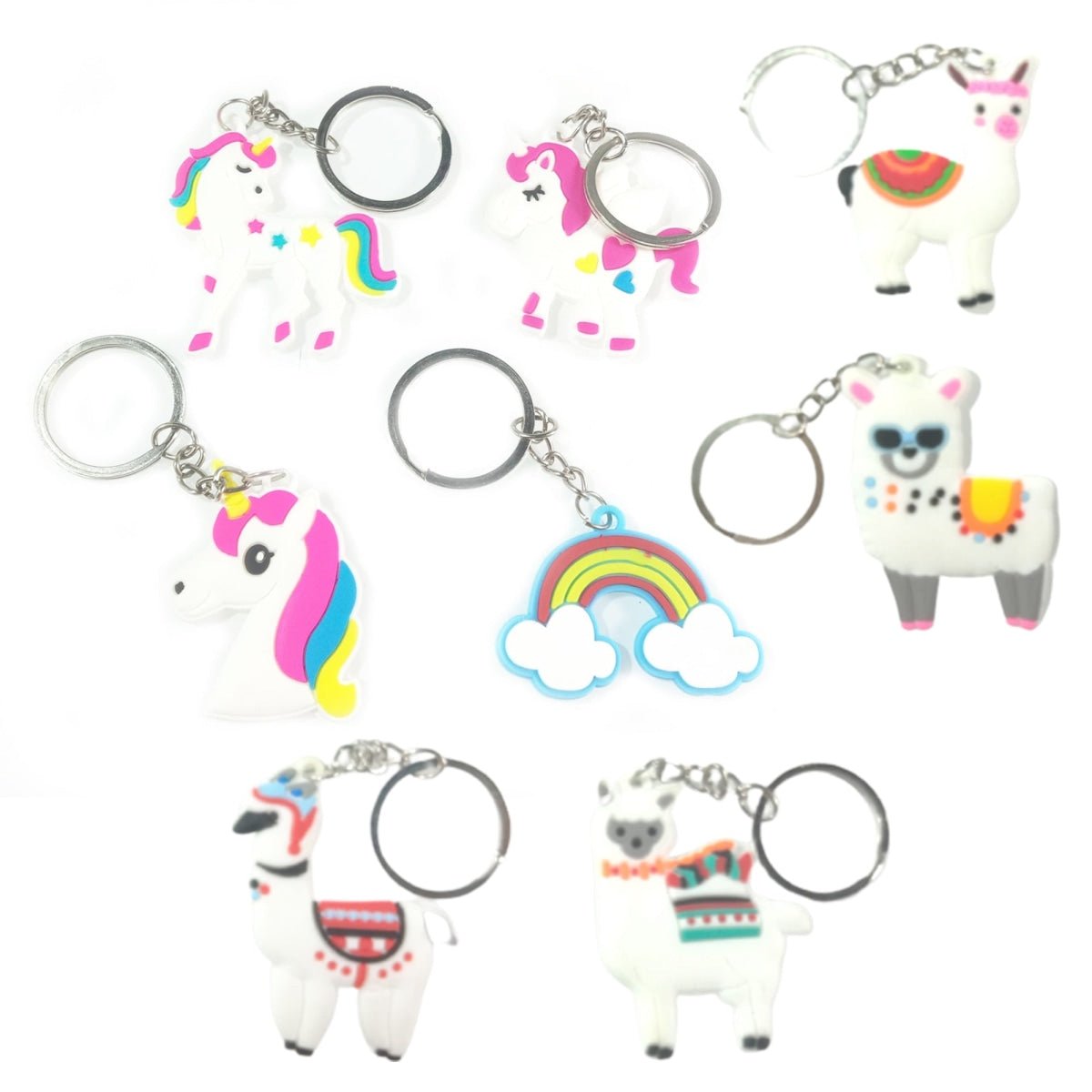 4pcs Unicorn Alpaca Keychain Llama Kids Bag Decoration Girls Christmas Birthday Party Gift Key Ring Chain Keyring Pendant Tag Charm - Alpacas/Llamas - Asia Sell