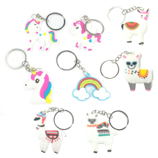 4Pcs Unicorn Alpaca Keychain Llama Kids Bag Decoration Girls Christmas Birthday Party Gift Key Ring