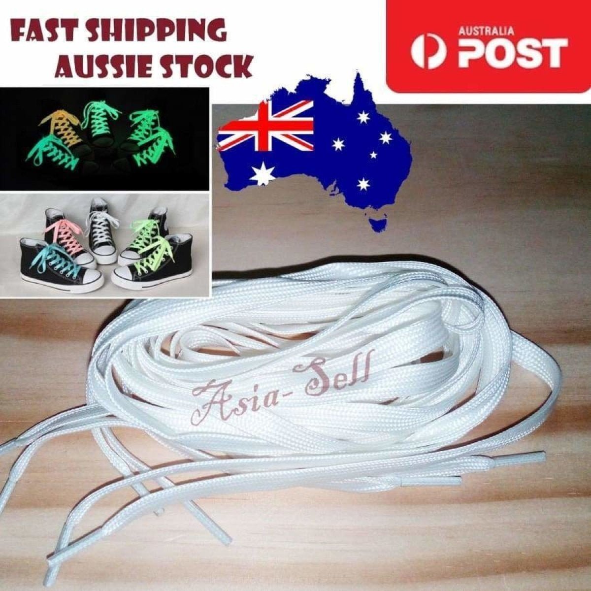 4pcs WHITE 80cm 32" Glow In The Dark Shoelaces Sports Sneaker Shoe Laces - - Asia Sell