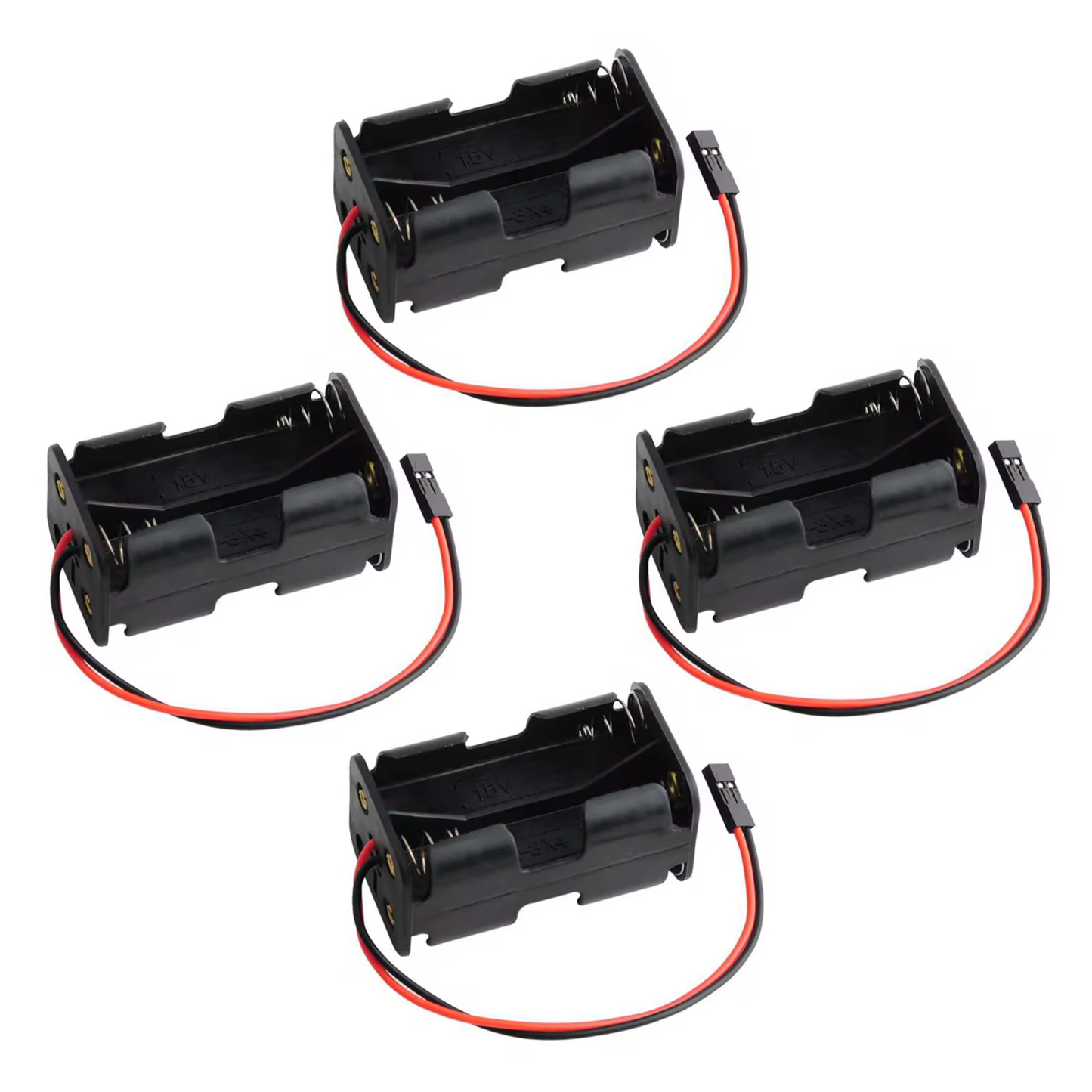 4pcs 4xAA with Extension Leads 6V Double Sided Battery Holder 4x1.5V Case Box Leads AA