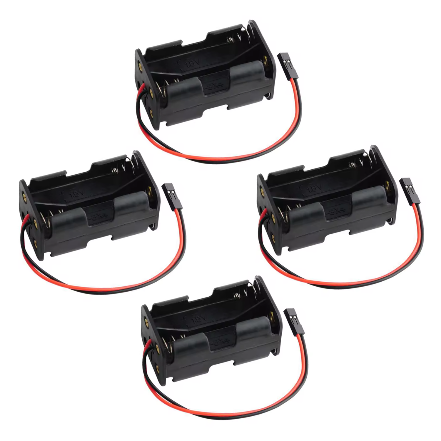 4pcs 4xAA with Extension Leads 6V Double Sided Battery Holder 4x1.5V Case Box Leads AA