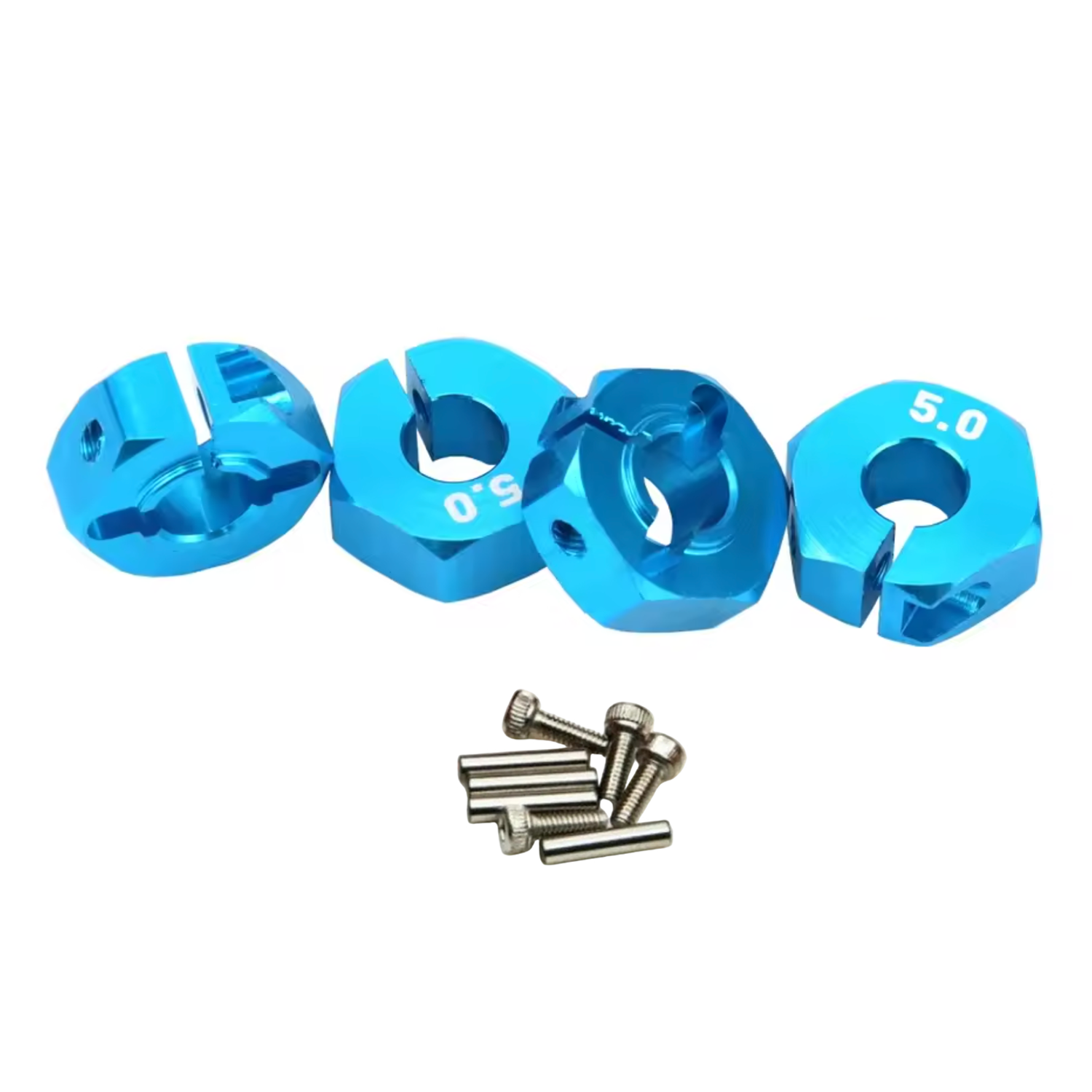 4pcs 5.0mm Light Blue RC Car Wheel Hex Nut 12mm Hub Adaptor 1/10 4WD SCX10 Drive