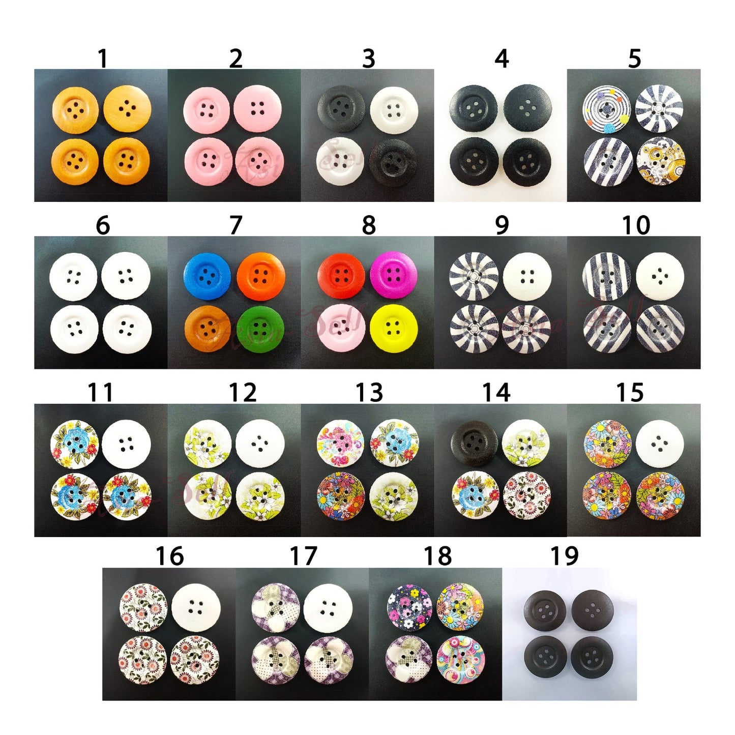 4pcs 50mm Buttons Painted Wooden 4-Hole Coat Boots Upholstery Flower Butterfly Sewing Clothes