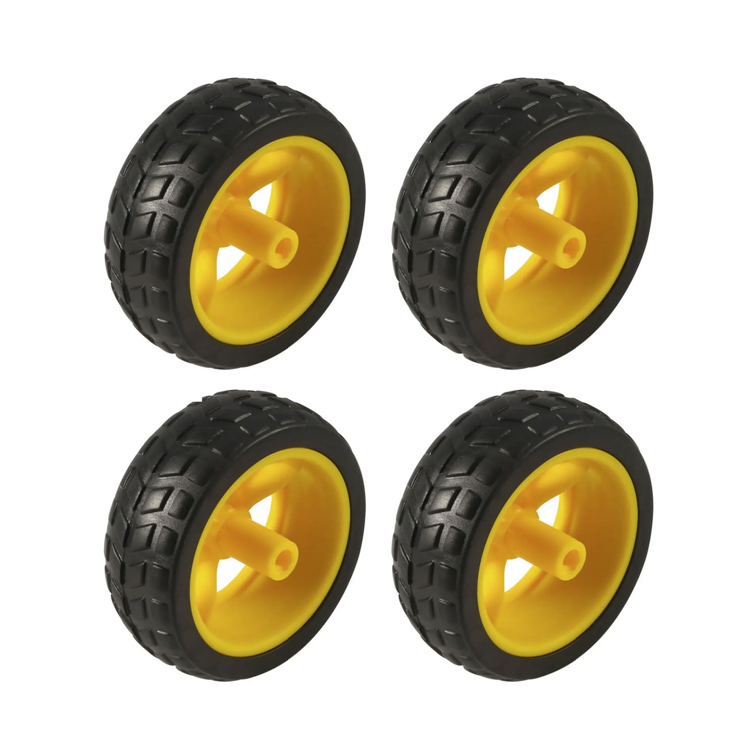 4pcs Smart Car Robot Plastic Tire Tyre Wheels Rims 50mm Tyre 63mm Hub 5.3x3.5mm - Asia Sell