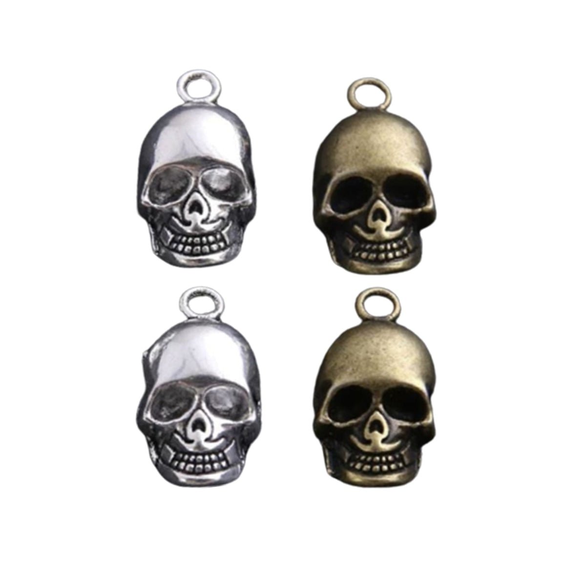 4x 11*20mm Silver Bronze Colour Skull Charms Pendant Fit Jewellery Making Charms DIY - - Asia Sell