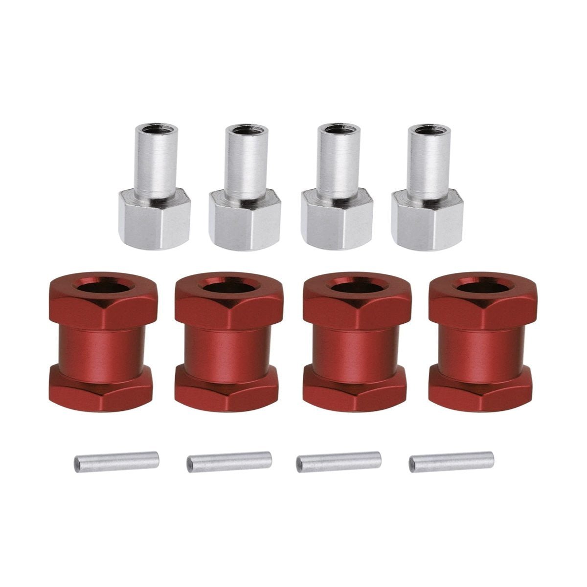 4x 15/20/25mm Hex Wheel Hub 12mm Extension Adaptor Drive Coupler 1/10 RC Crawler Axial SCX10 D90 RC Car - 15mm Red - Asia Sell