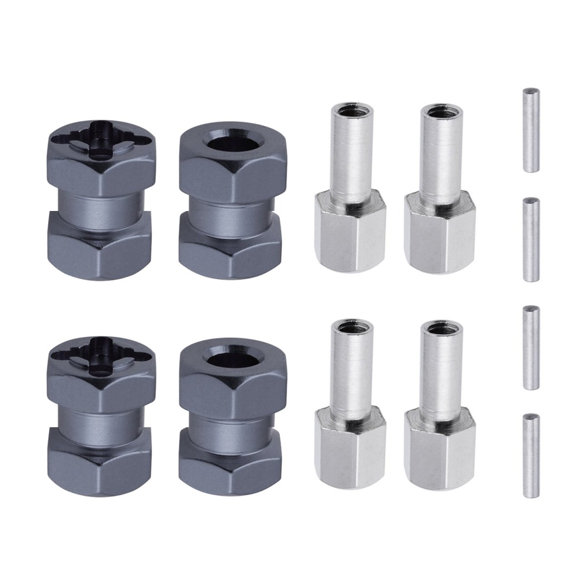 4x 15/20/25mm Hex Wheel Hub 12mm Extension Adaptor Drive Coupler 1/10 RC Crawler Axial SCX10 D90 RC Car - 15mm Titanium - Asia Sell