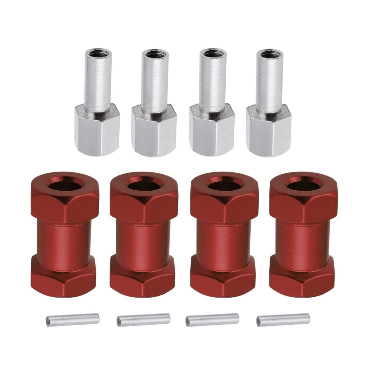 4x 15/20/25mm Hex Wheel Hub 12mm Extension Adaptor Drive Coupler 1/10 RC Crawler Axial SCX10 D90 RC Car - 25mm Red - Asia Sell