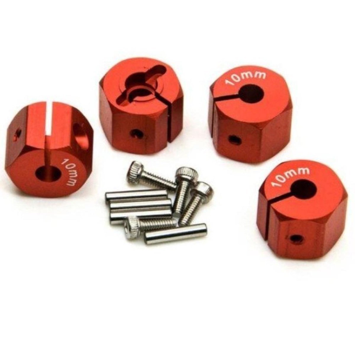 4x 3/4/5/6/7/8/9/10/11/12mm RC Car Wheel Hex Nut Hub Adaptor 1/10 4WD SCX10 Drive - 10.0mm Red - Asia Sell