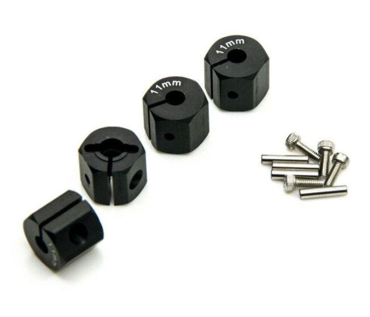 4x 3/4/5/6/7/8/9/10/11/12mm RC Car Wheel Hex Nut Hub Adaptor 1/10 4WD SCX10 Drive - 11.0mm Black - Asia Sell