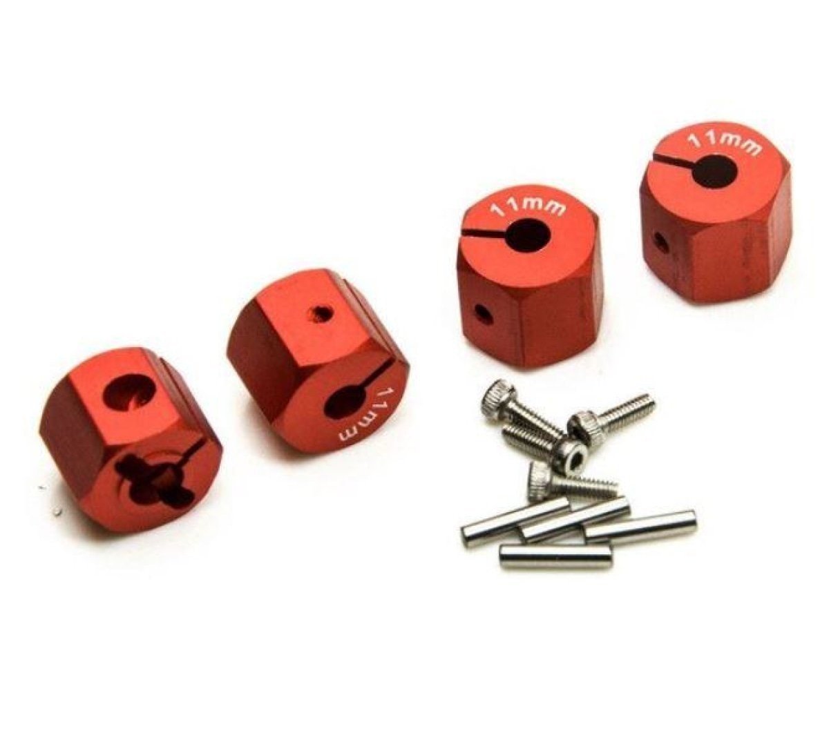 4x 3/4/5/6/7/8/9/10/11/12mm RC Car Wheel Hex Nut Hub Adaptor 1/10 4WD SCX10 Drive - 11.0mm Red - Asia Sell