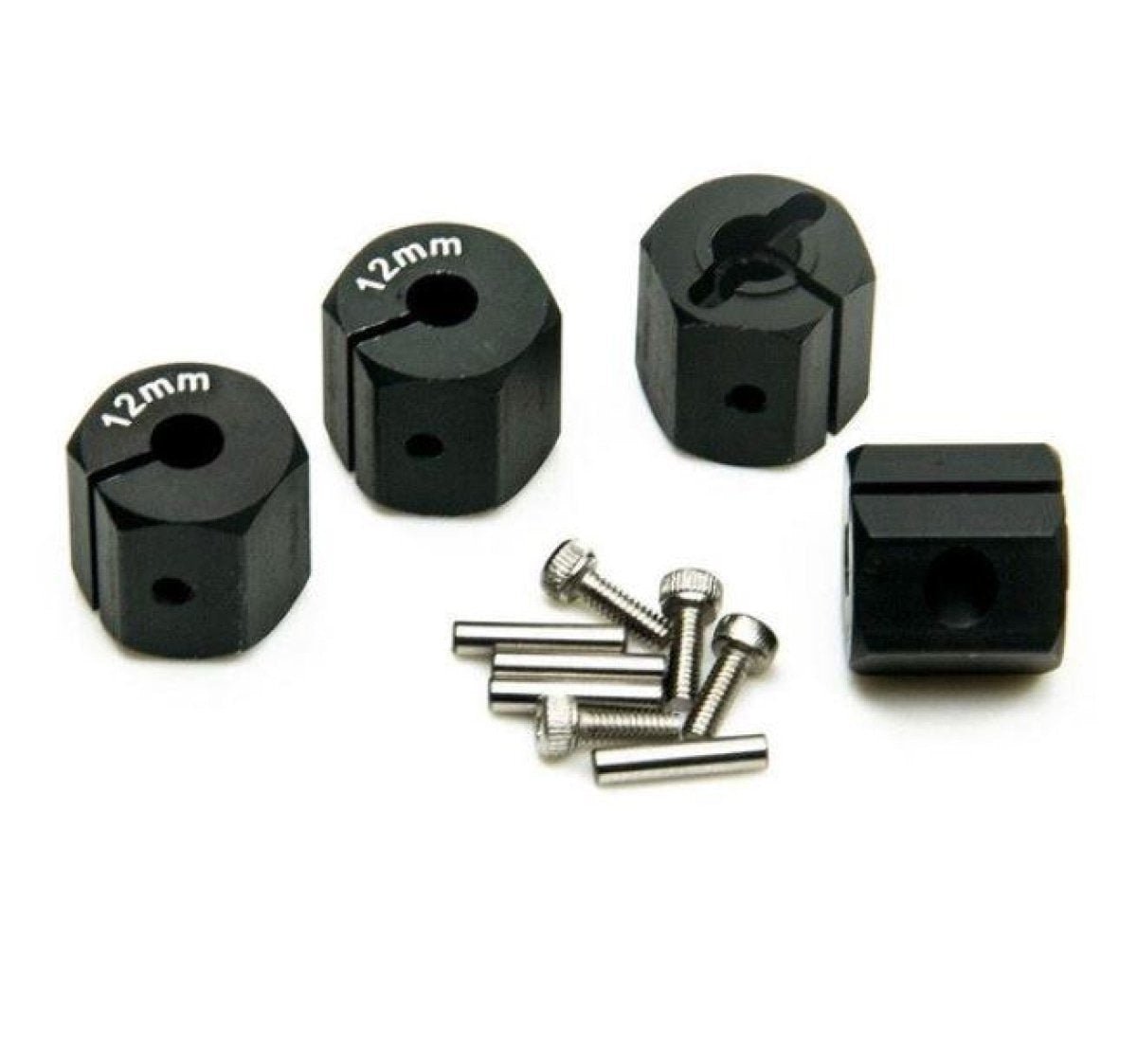 4x 3/4/5/6/7/8/9/10/11/12mm RC Car Wheel Hex Nut Hub Adaptor 1/10 4WD SCX10 Drive - 12.0mm Black - Asia Sell