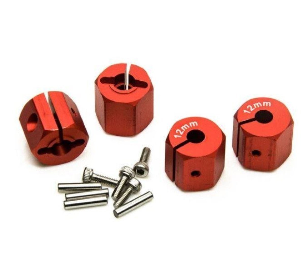 4x 3/4/5/6/7/8/9/10/11/12mm RC Car Wheel Hex Nut Hub Adaptor 1/10 4WD SCX10 Drive - 12.0mm Red - Asia Sell