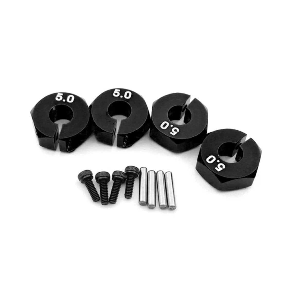 4x 3/4/5/6/7/8/9/10/11/12mm RC Car Wheel Hex Nut Hub Adaptor 1/10 4WD SCX10 Drive - 5.0mm Black - Asia Sell