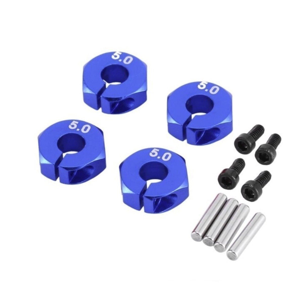 4x 3/4/5/6/7/8/9/10/11/12mm RC Car Wheel Hex Nut Hub Adaptor 1/10 4WD SCX10 Drive - 5.0mm Blue - Asia Sell