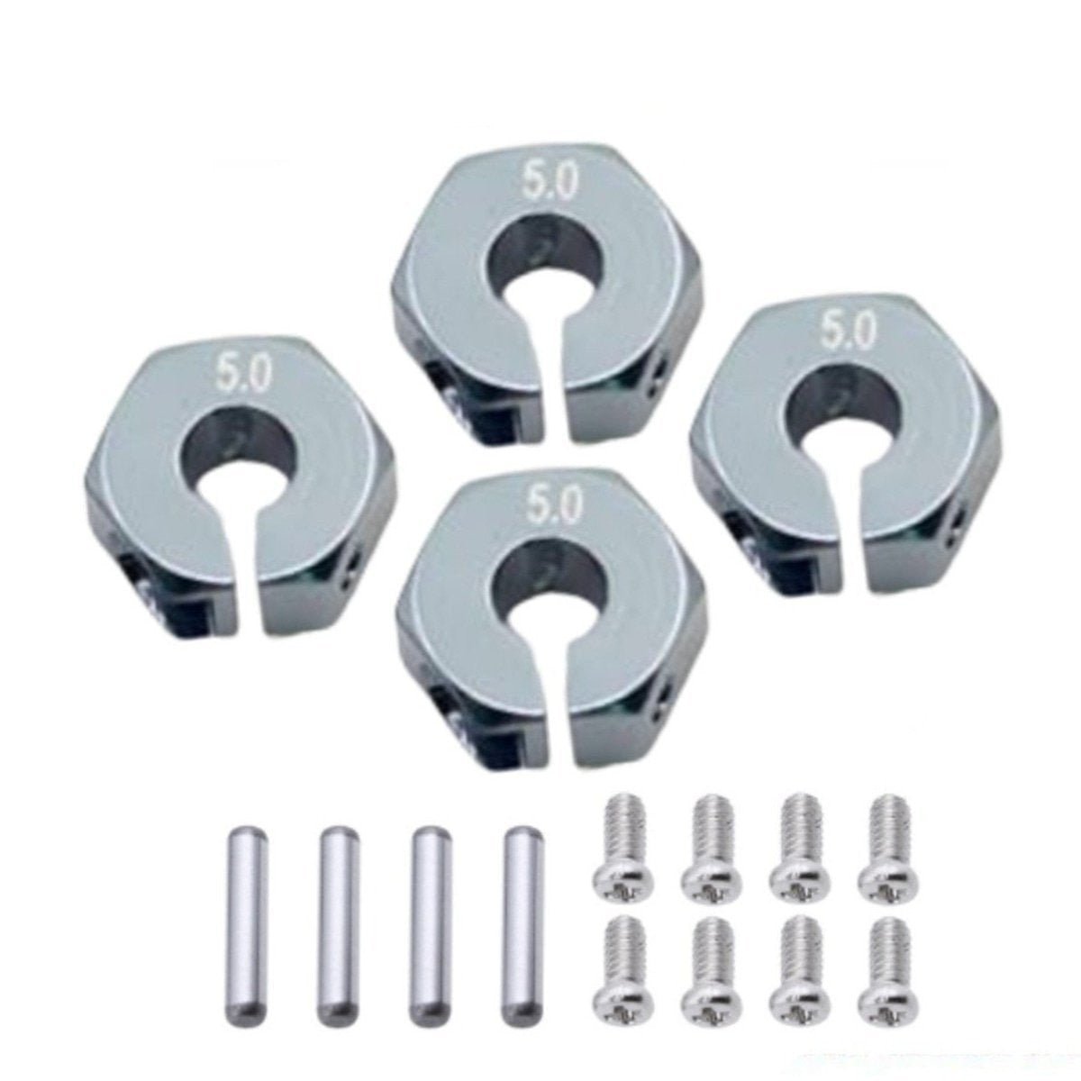 4x 3/4/5/6/7/8/9/10/11/12mm RC Car Wheel Hex Nut Hub Adaptor 1/10 4WD SCX10 Drive - 5.0mm Titanium - Asia Sell