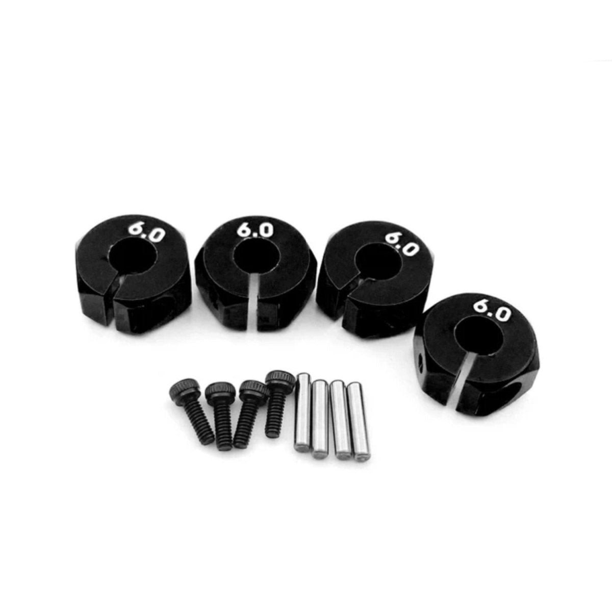 4x 3/4/5/6/7/8/9/10/11/12mm RC Car Wheel Hex Nut Hub Adaptor 1/10 4WD SCX10 Drive - 6.0mm Black - Asia Sell