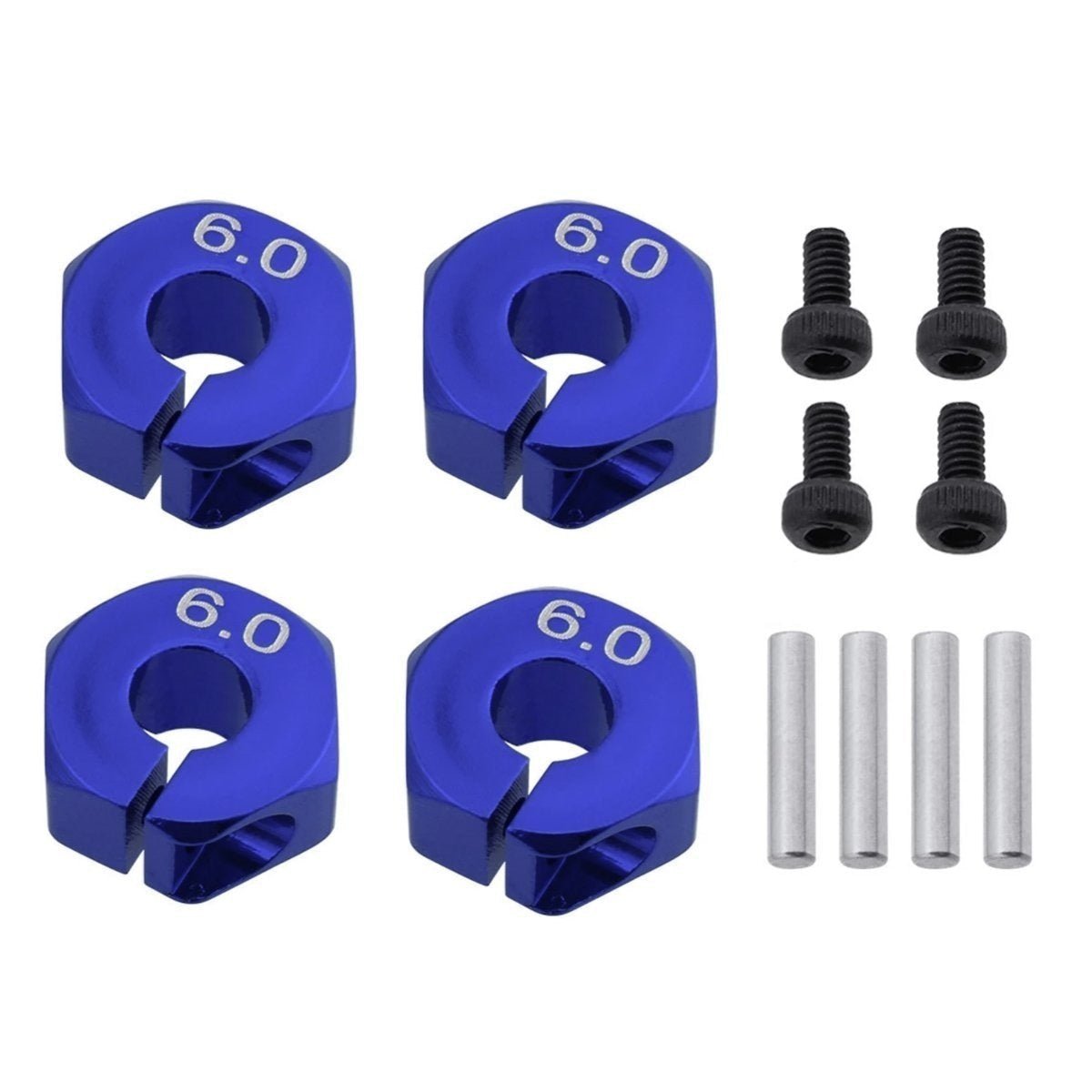 4x 3/4/5/6/7/8/9/10/11/12mm RC Car Wheel Hex Nut Hub Adaptor 1/10 4WD SCX10 Drive - 6.0mm Blue - Asia Sell