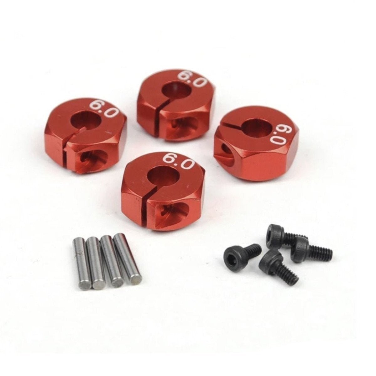 4x 3/4/5/6/7/8/9/10/11/12mm RC Car Wheel Hex Nut Hub Adaptor 1/10 4WD SCX10 Drive - 6.0mm Red - Asia Sell