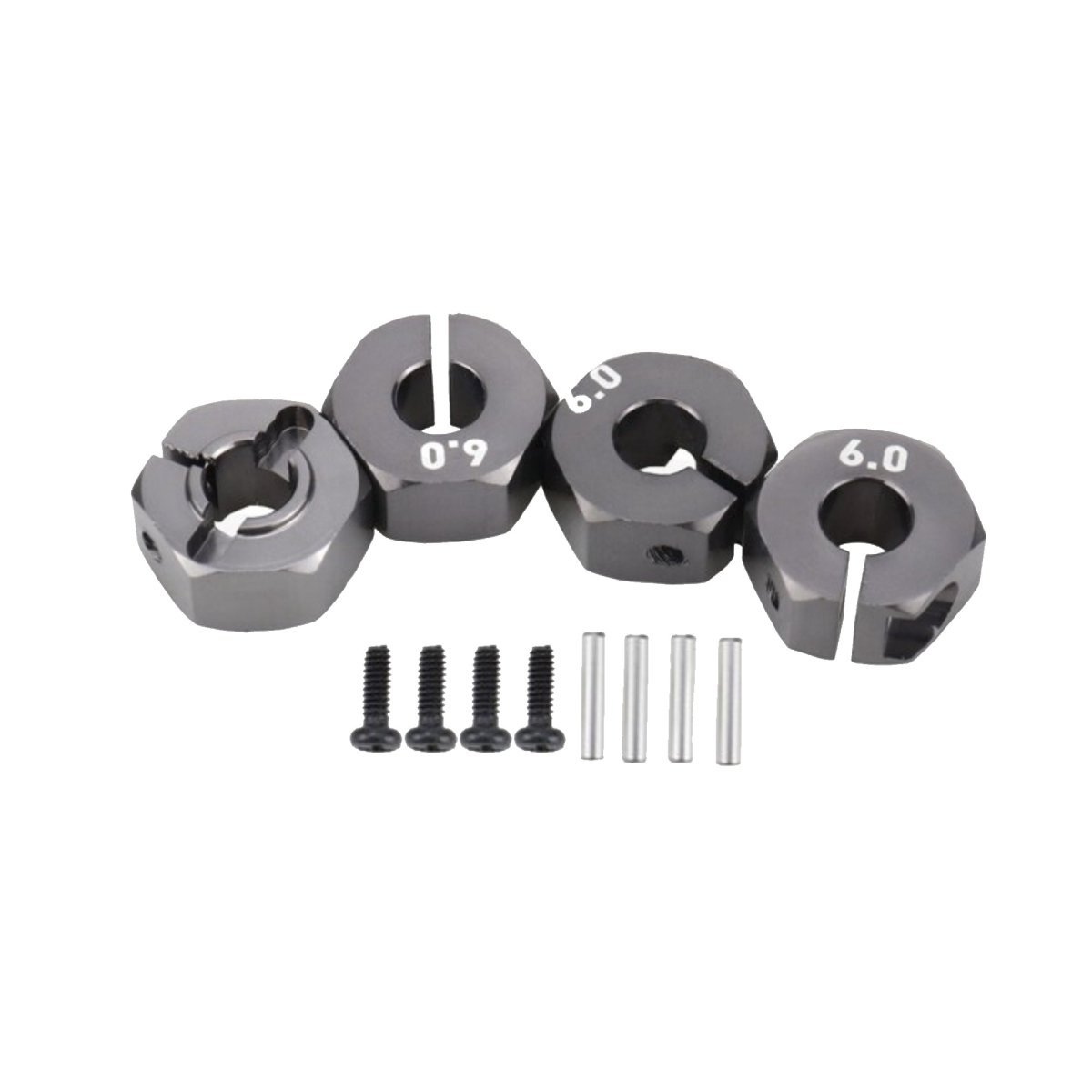 4x 3/4/5/6/7/8/9/10/11/12mm RC Car Wheel Hex Nut Hub Adaptor 1/10 4WD SCX10 Drive - 6.0mm Titanium - Asia Sell