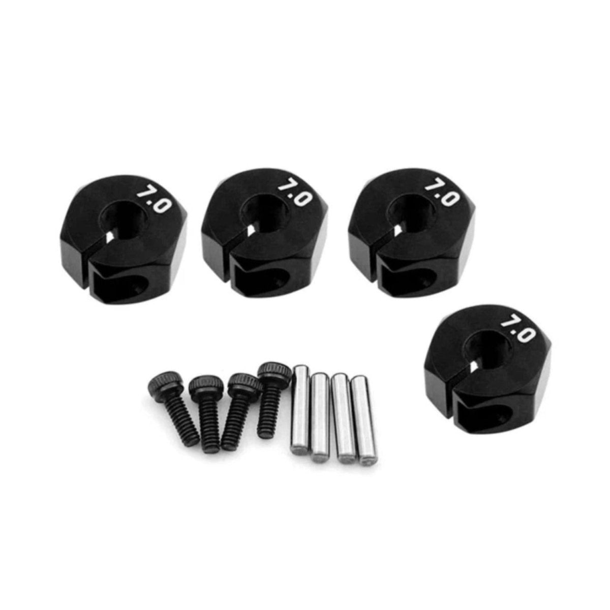 4x 3/4/5/6/7/8/9/10/11/12mm RC Car Wheel Hex Nut Hub Adaptor 1/10 4WD SCX10 Drive - 7.0mm Black - Asia Sell