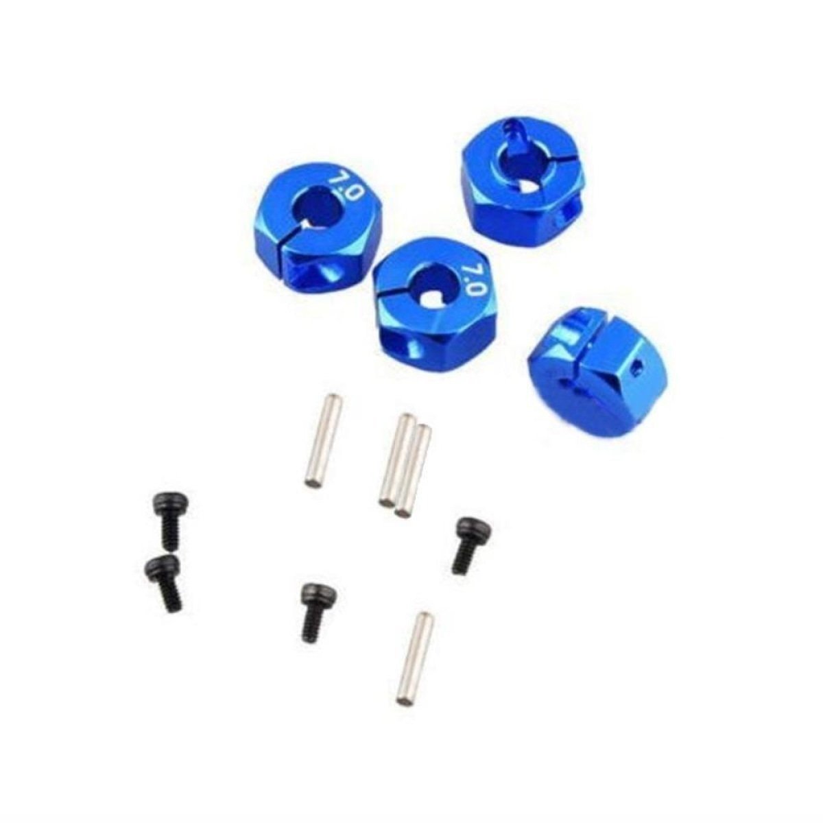 4x 3/4/5/6/7/8/9/10/11/12mm RC Car Wheel Hex Nut Hub Adaptor 1/10 4WD SCX10 Drive - 7.0mm Blue - Asia Sell