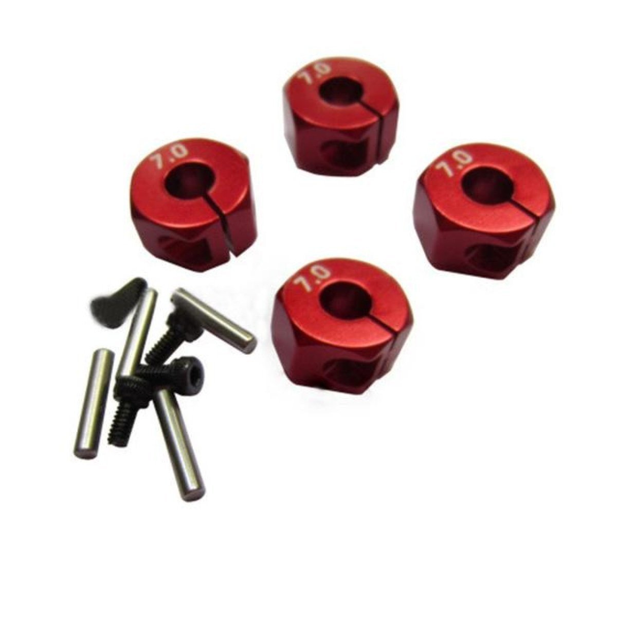 4x 3/4/5/6/7/8/9/10/11/12mm RC Car Wheel Hex Nut Hub Adaptor 1/10 4WD SCX10 Drive - 7.0mm Red - Asia Sell