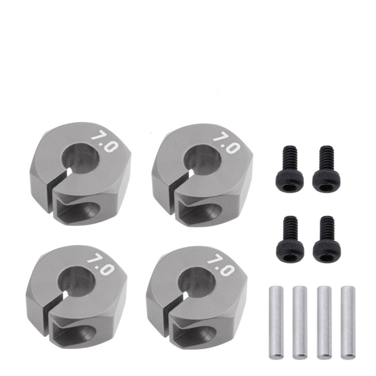 4x 3/4/5/6/7/8/9/10/11/12mm RC Car Wheel Hex Nut Hub Adaptor 1/10 4WD SCX10 Drive - 7.0mm Titanium - Asia Sell