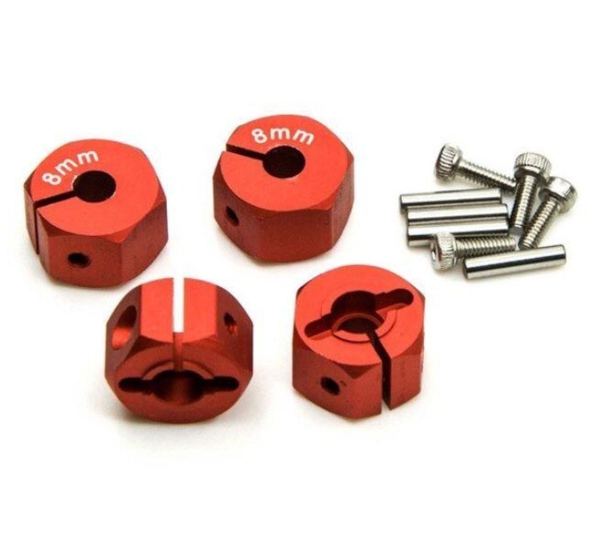 4x 3/4/5/6/7/8/9/10/11/12mm RC Car Wheel Hex Nut Hub Adaptor 1/10 4WD SCX10 Drive - 8.0mm Red - Asia Sell