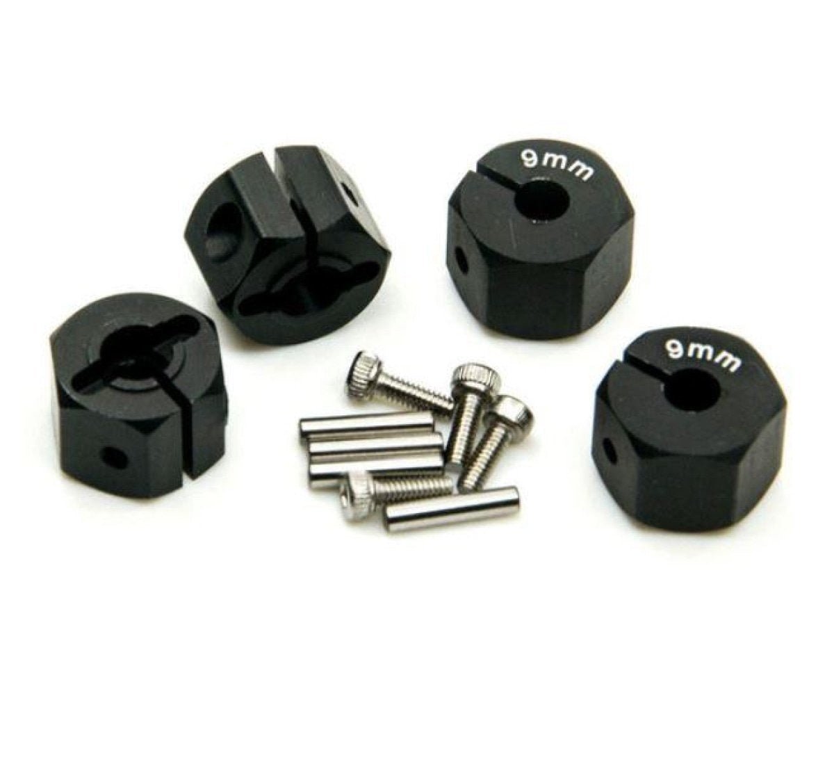 4x 3/4/5/6/7/8/9/10/11/12mm RC Car Wheel Hex Nut Hub Adaptor 1/10 4WD SCX10 Drive - 9.0mm Black - Asia Sell