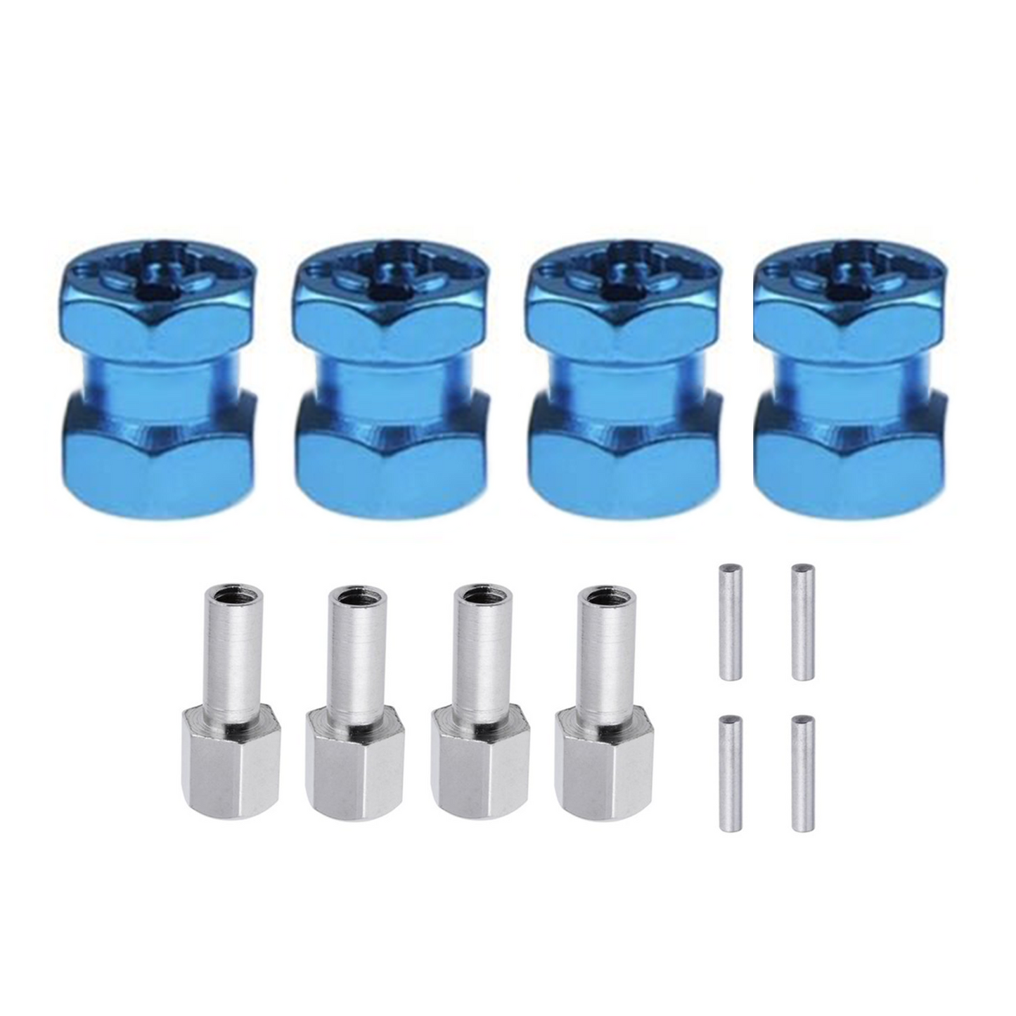 4x 12mm Light Blue Hex Wheel Hub 12mm Extension Adaptor Drive Coupler 110 RC Crawler Axial SCX10 D90