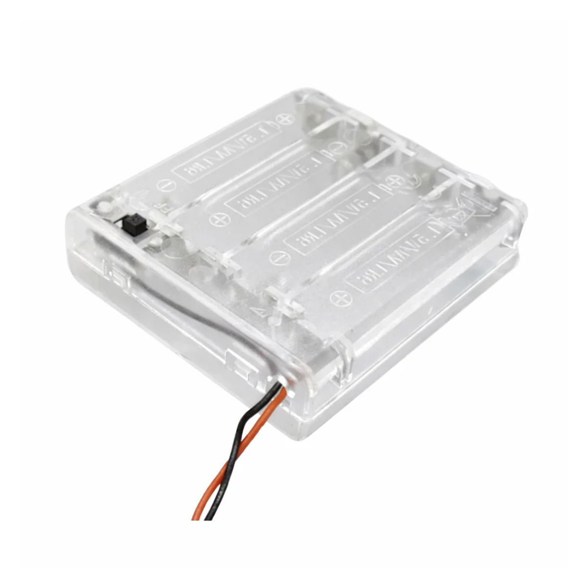 4xAA Battery Holder Box Case With Switch 4x1.5V 6V Transparent