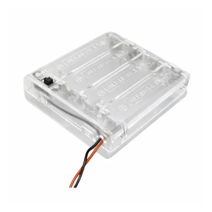 4xAA Battery Holder Box Case With Switch 4x1.5V 6V Transparent