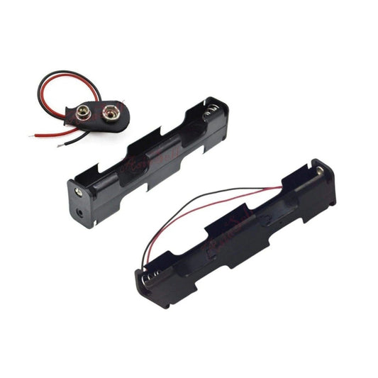 4xAA 6V Double Sided Battery Holder Clip On Tabs Wired Cable Plug 4x1.5V - Tabs (with clip cable) - Asia Sell