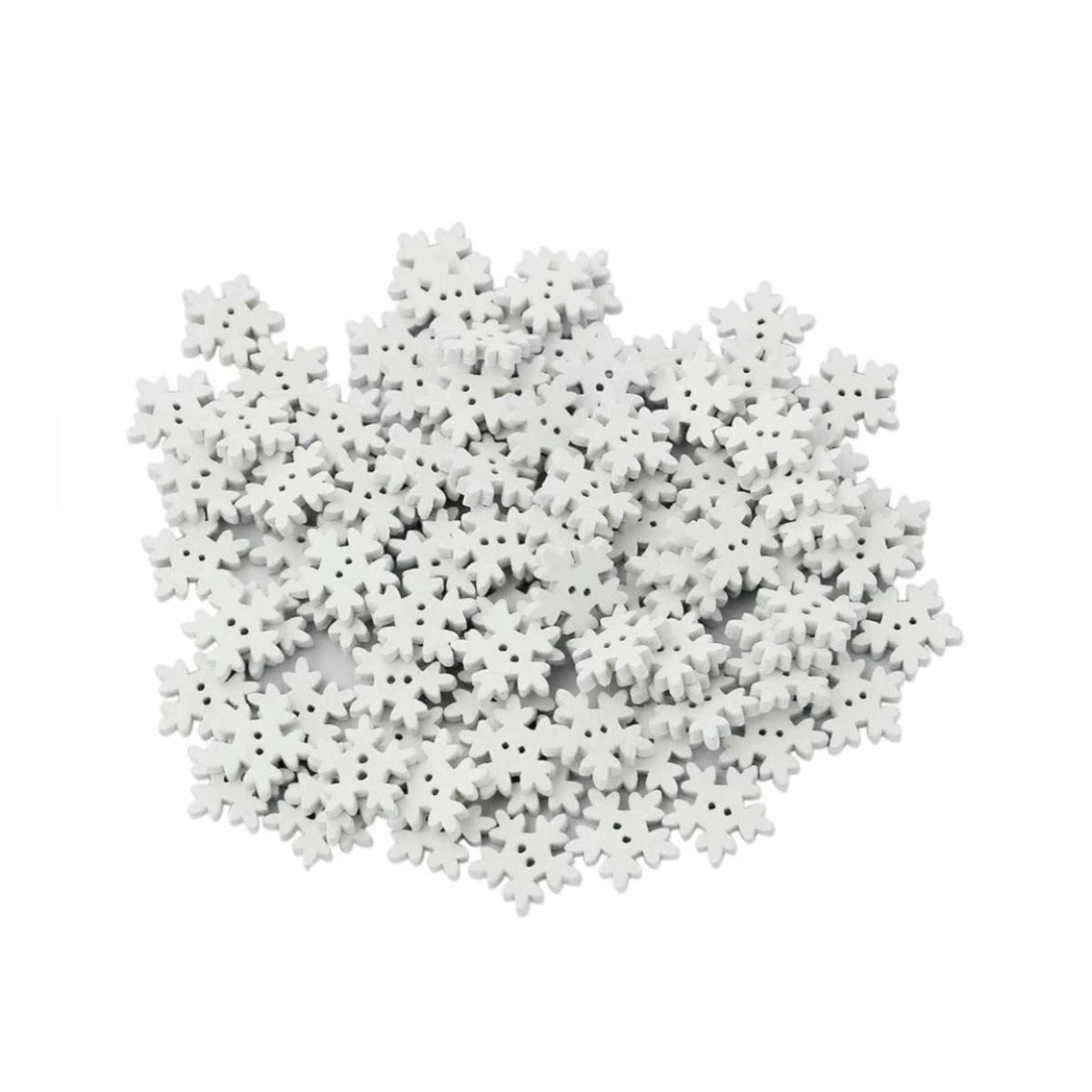 50/100pcs Wooden Buttons 2 Holes Chrysanthemum SunFlower Flower Snow Flake Sewing Button - 50x 18mm Snow White - Asia Sell