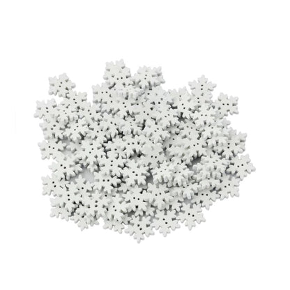 50/100pcs Wooden Buttons 2 Holes Chrysanthemum SunFlower Flower Snow Flake Sewing Button - 50x 18mm Snow White - Asia Sell