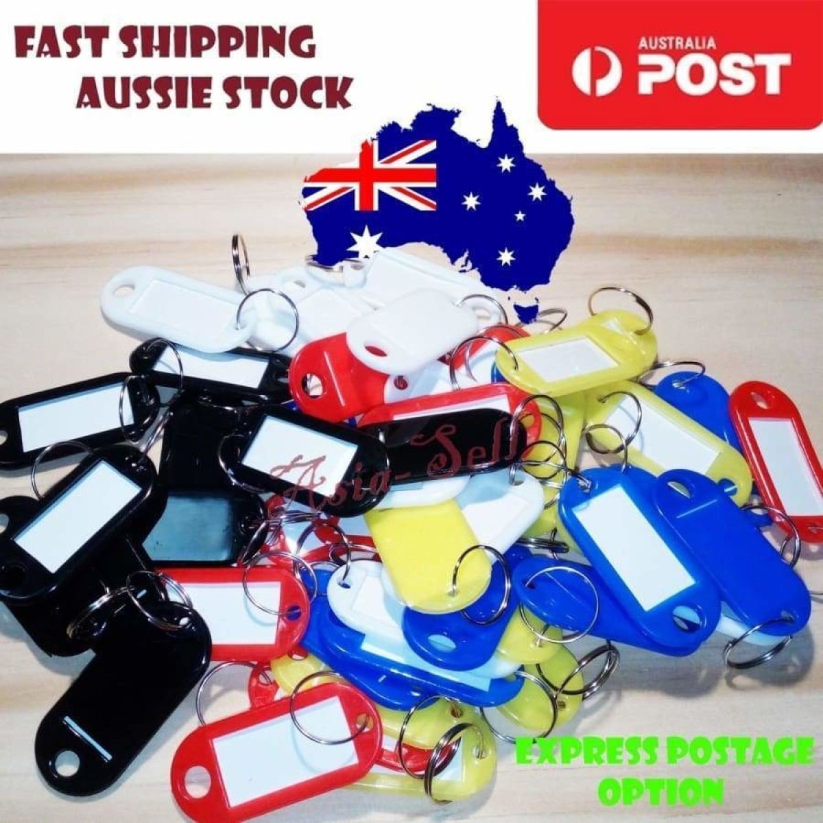 50 Keytags Luggage Key Tags Ring Name Card Phone Number Label Keychains Keyrings Split - - Asia Sell