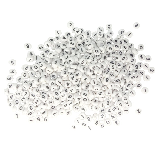 500pcs Numbers Spacer Beads DIY Black Writing on White Bead Crafts - Asia Sell
