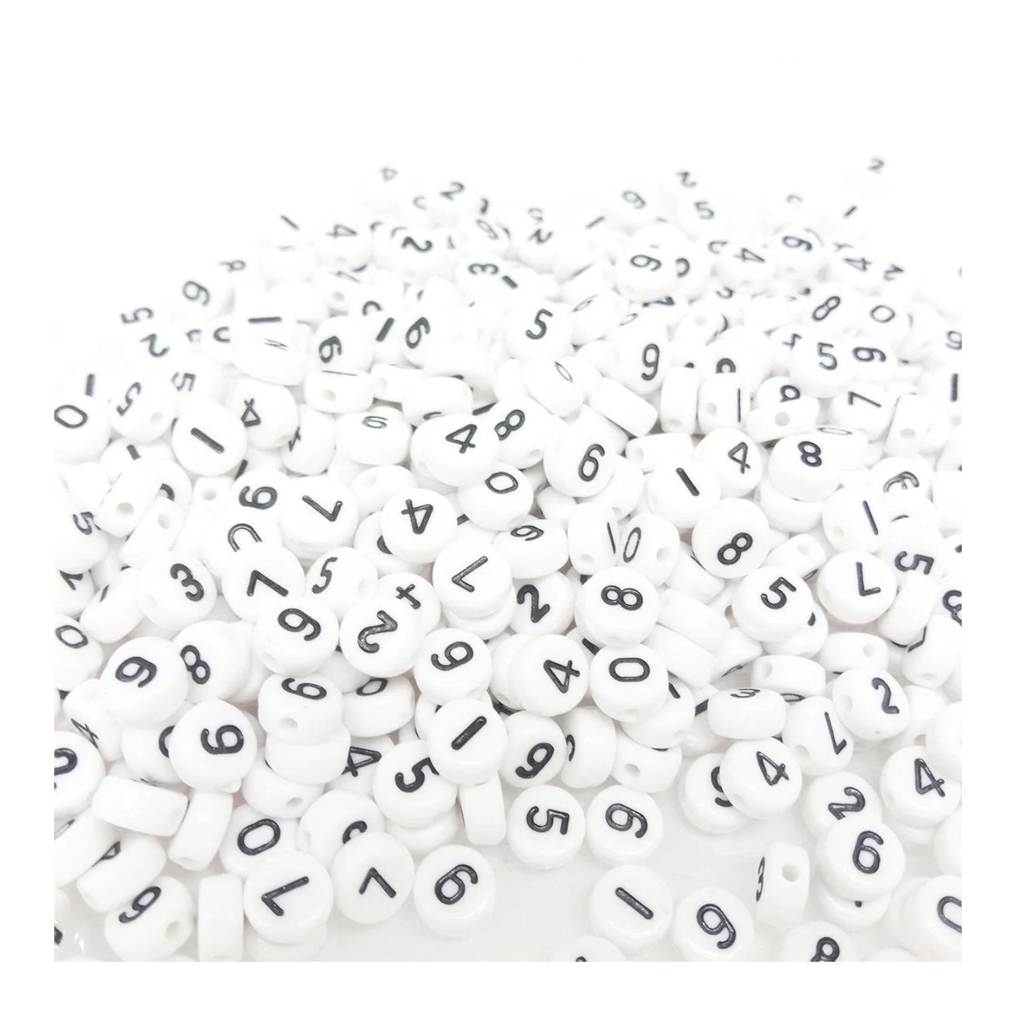 500pcs Numbers Spacer Beads DIY Black Writing on White Bead Crafts - - Asia Sell