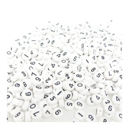 500pcs Numbers Spacer Beads DIY Black Writing on White Bead Crafts - - Asia Sell