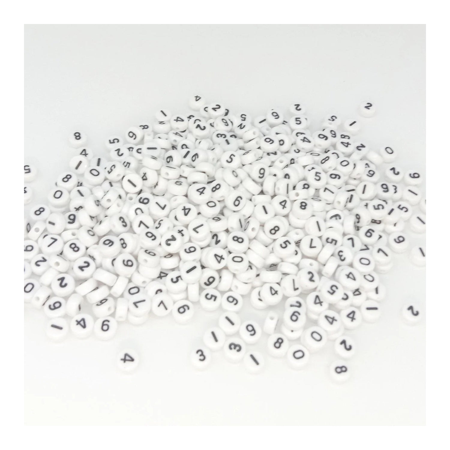 500pcs Numbers Spacer Beads DIY Black Writing on White Bead Crafts - - Asia Sell