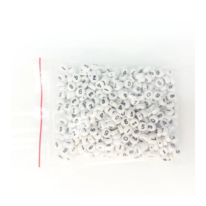 500pcs Numbers Spacer Beads DIY Black Writing on White Bead Crafts - - Asia Sell
