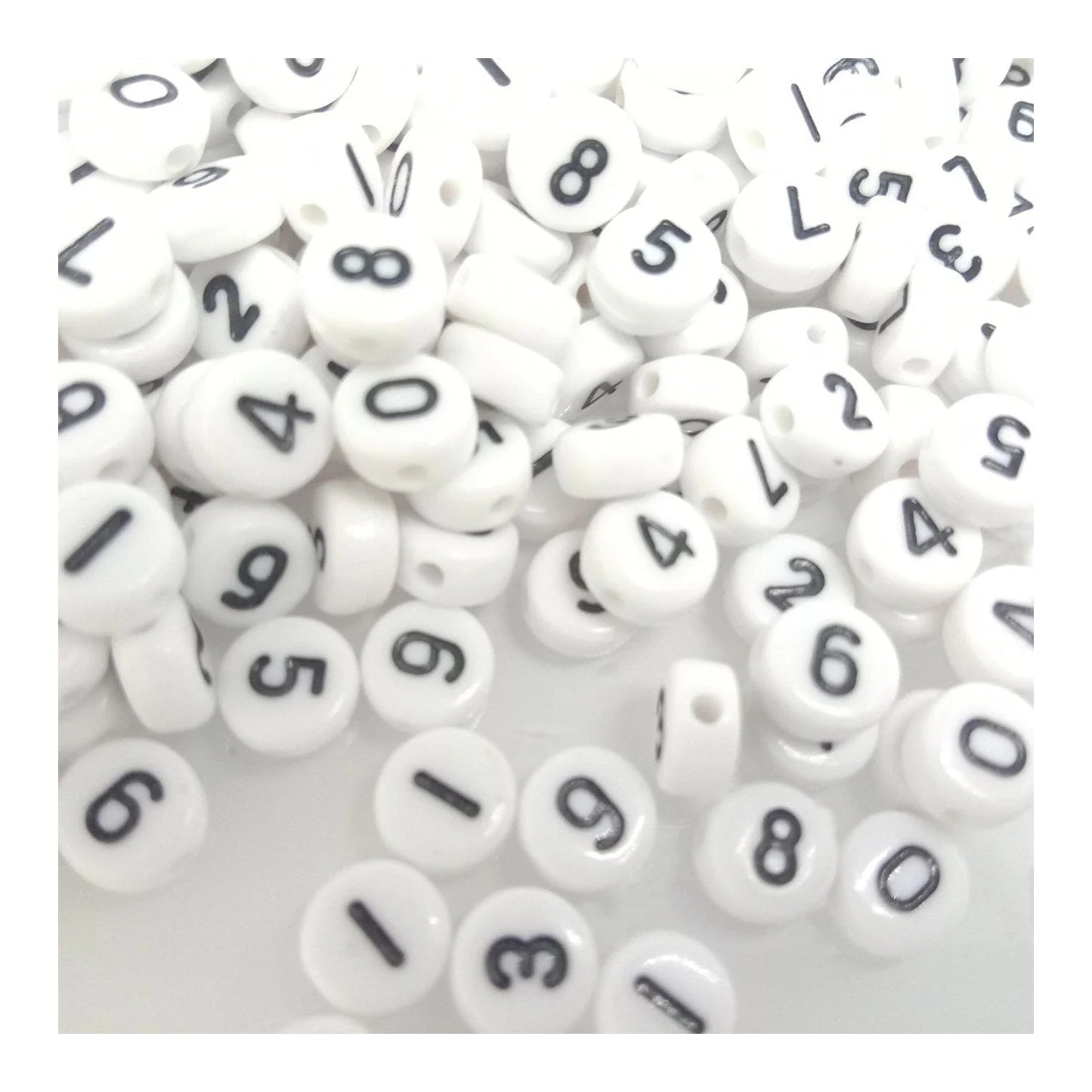 500pcs Numbers Spacer Beads DIY Black Writing on White Bead Crafts - - Asia Sell