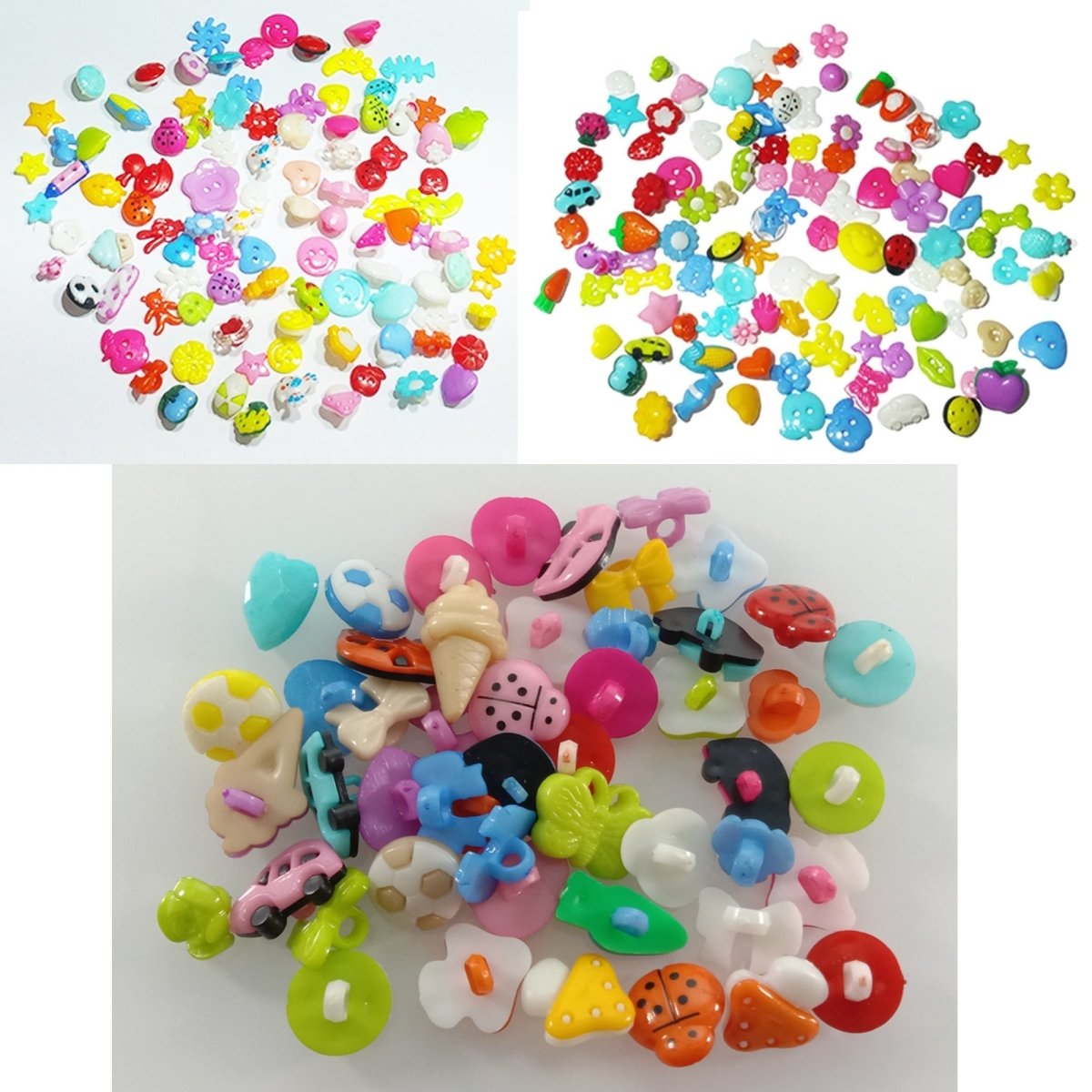 50/100pcs Mixed Shapes Buttons and Brooches for Kids Clothing Plastic Colourful Sewing - 80-100pcs Set A - - Asia Sell
