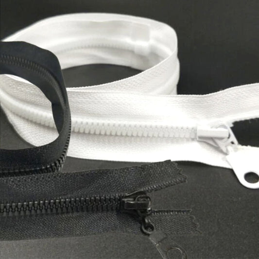 50cm Plastic Zip Zipper Black White Open-Ended Open-End Sportwear Bags Sewing Accessories - White - Asia Sell